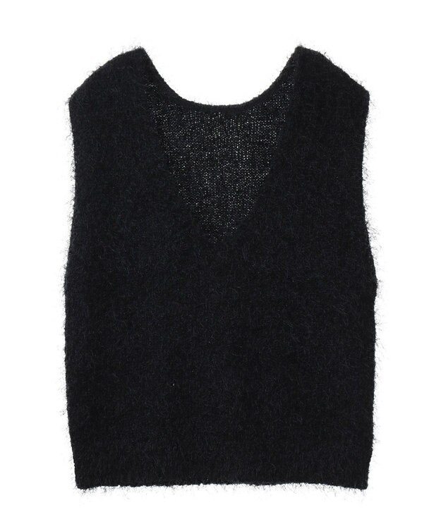 AMERICAN HOLIC 選べる丈２サイズ前後２ｗａｙシャギーベスト Black