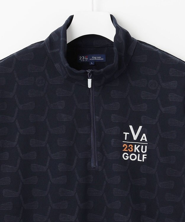 23区GOLF 【MEN】【吸湿発熱】クラブ柄 ハーフジップ ネイビー系
