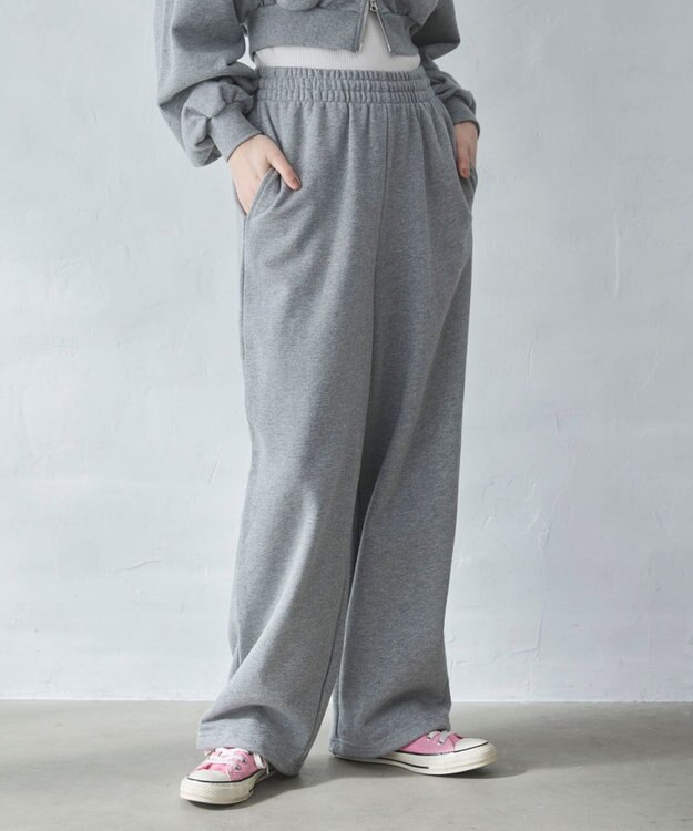 WEGO 【ウエストゴム/XSSMサイズ展開】スウェットワイドパンツ グレーその他