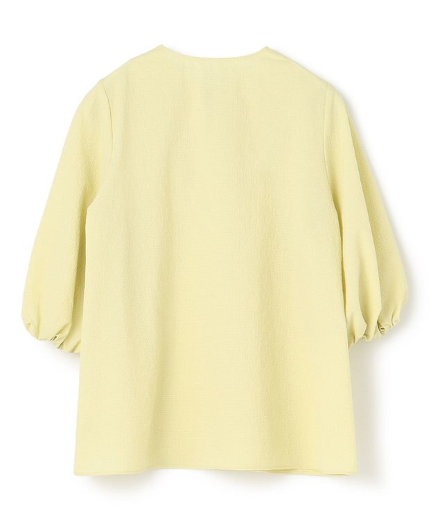 UNFILO 【洗える】シアーサッカーボリュームスリーブブラウス ライムイエロー