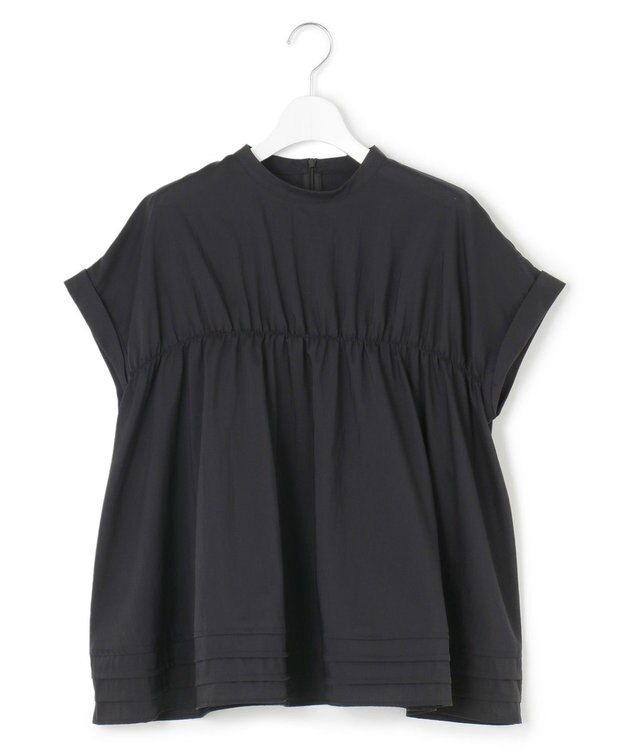 23区 S 【撥水加工/洗える】シアーナイロンツイル ギャザー ブラウス ブラック系