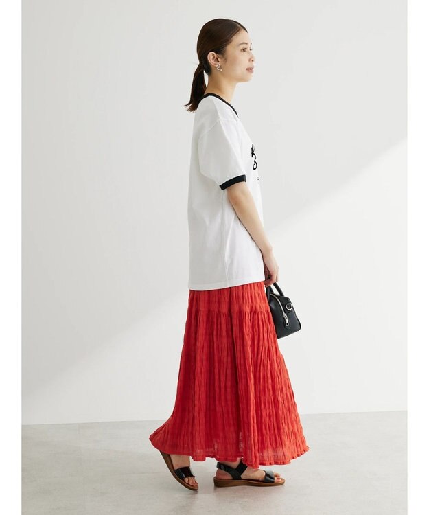 Green Parks Ｉ　段違いギャザーロングスカート Red