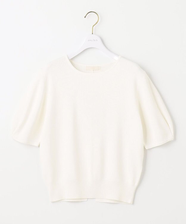 ANY SIS 【洗える】タックスリーブパール調 ニット オフホワイト