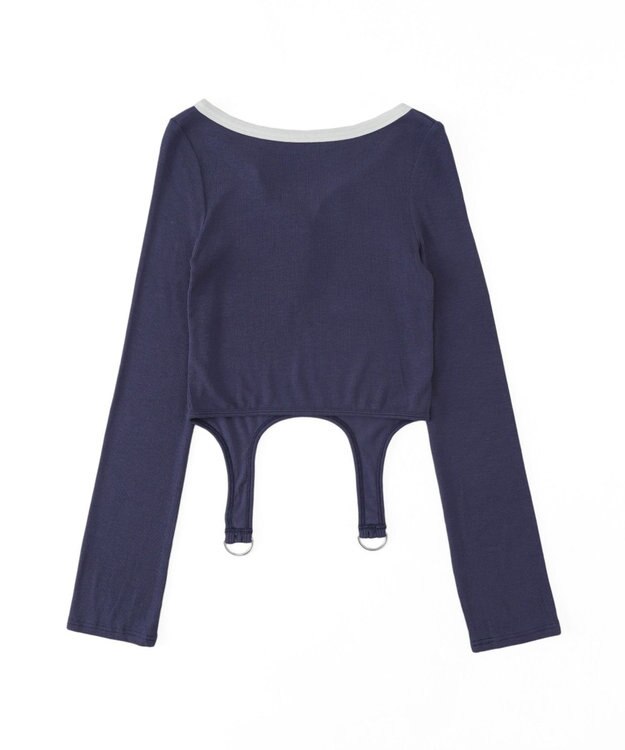 WEGO ナンバリングガーターリブトップス ネイビー