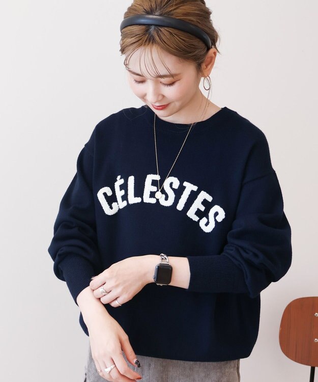 AMERICAN HOLIC バイパチＣＥＲＥＳＴＥＳロゴニットプルオーバー Navy