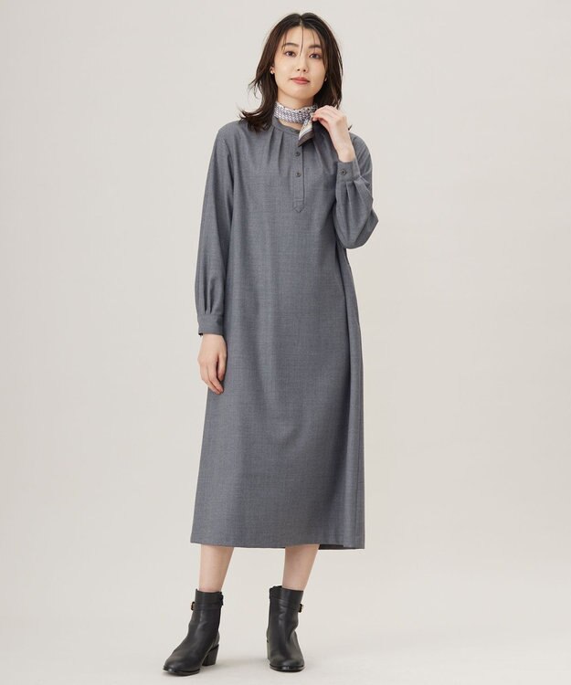 J.PRESS LADIES 【洗える】ANASTASIA milled ワンピース ライトグレー系