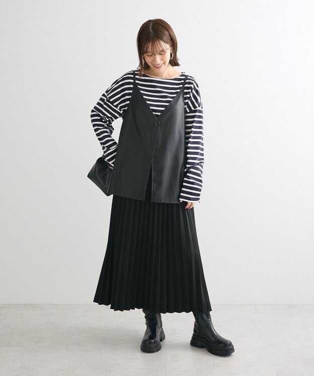 Green Parks フェイクレザーキャミベスト Black