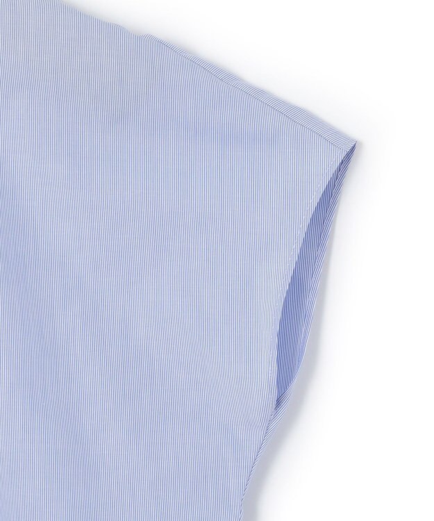 23区 L 【洗える】コットンポプリン スタンドカラー ブラウス ブルーストライプ