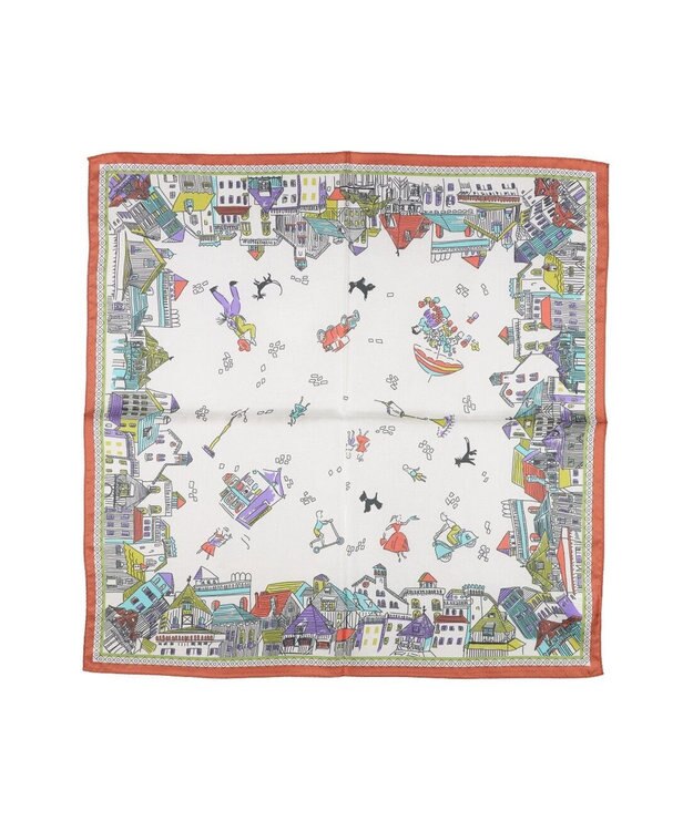 UNBILLION カシュネ cache nez / 横浜アーカイブツイルスカーフ「ヴィレッジ」 オレンジ