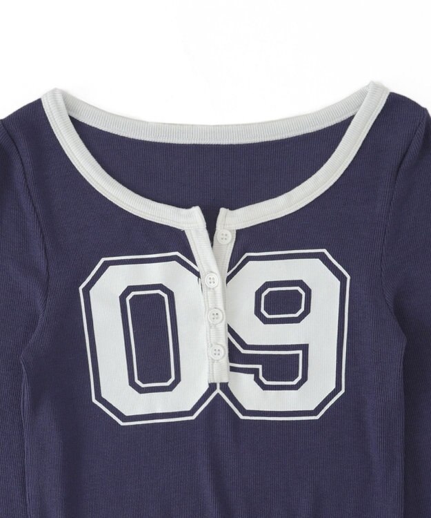 WEGO ナンバリングガーターリブトップス ネイビー