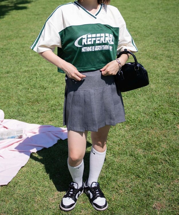 WEGO 2ライン切り替えメッシュショートT グリーン