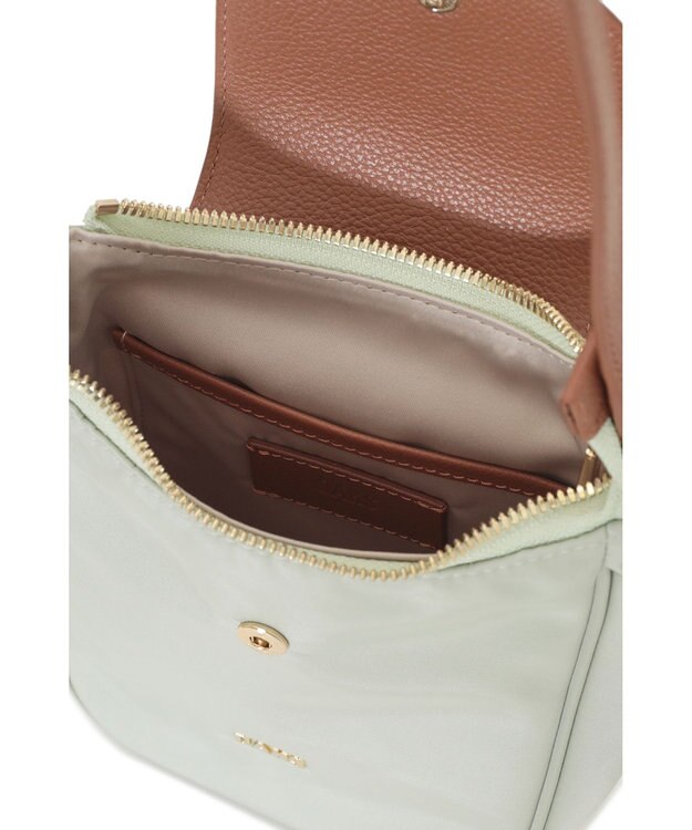 DAKS ナイロン×牛革 ハウスチェック 縦型ショルダーバッグ シーグラス