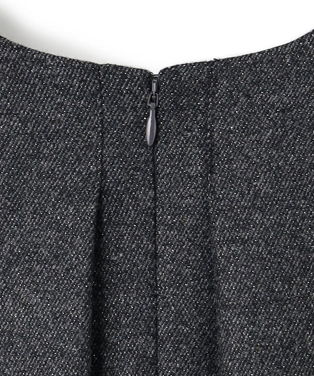 23区 S ラメミックスツイード Vネックワンピース チャコール系