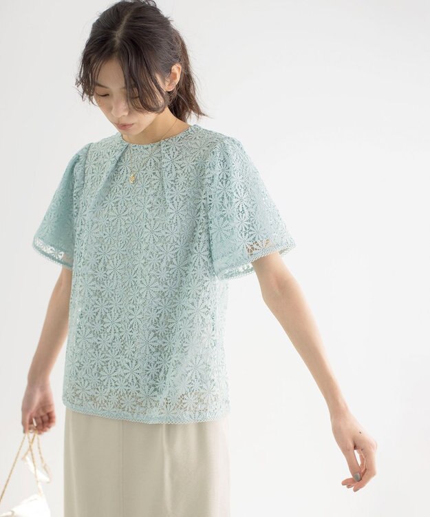 組曲 フラワーレース ブラウス ミント系