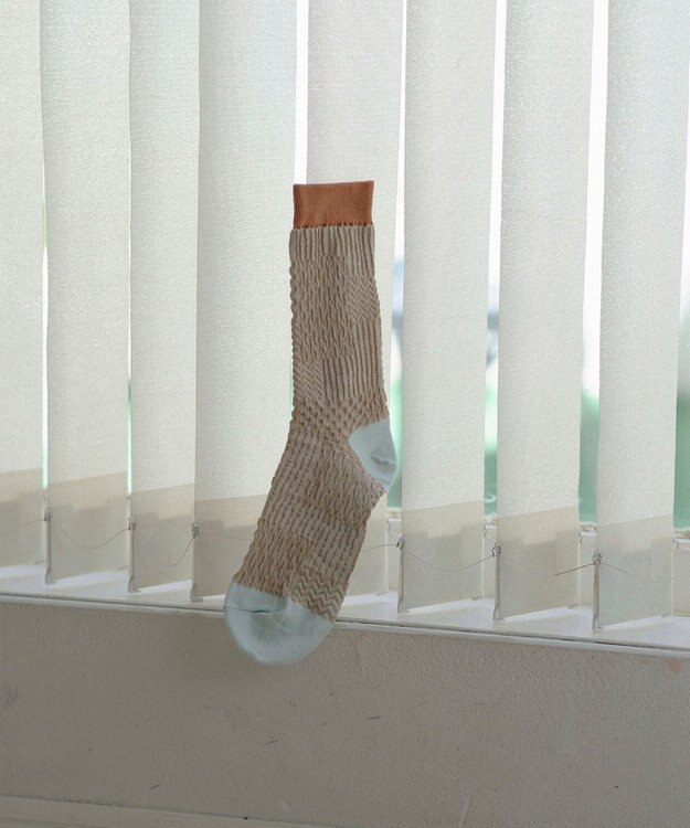 TRICOTE バンピーパッチワークソックス 82BEIGE