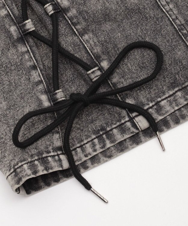 WEGO レースアップハートポケットデニムスカパン デニムブラックソノタ