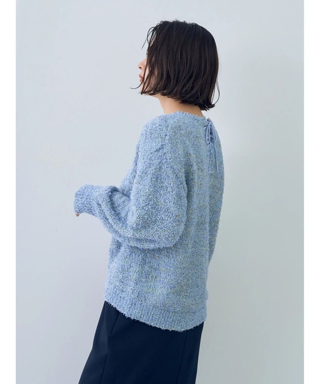 YECCA VECCA レースアップリボンヤーンニット Blue