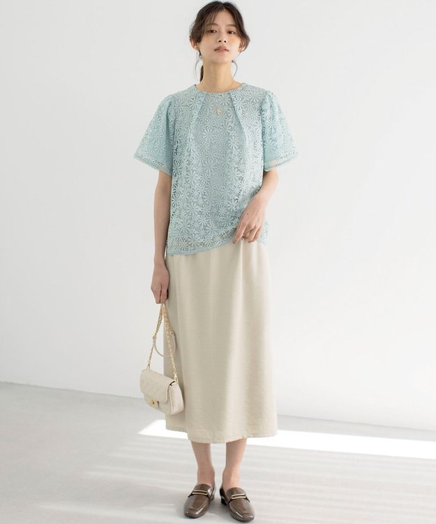 組曲 フラワーレース ブラウス ミント系