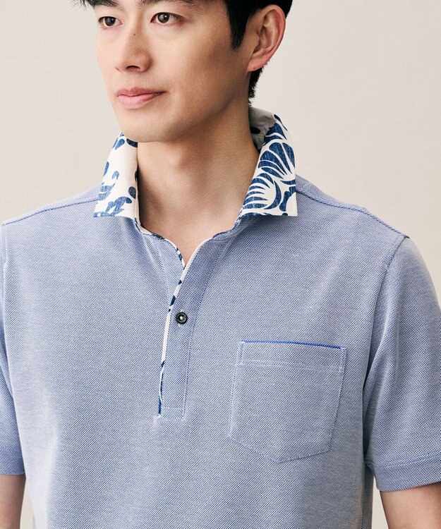 JOSEPH ABBOUD 【キングサイズ・老舗アロハブランドと21年愛されるポロシャツがコラボ】KAHALA ALOHA ダディポロ サックスブルー系