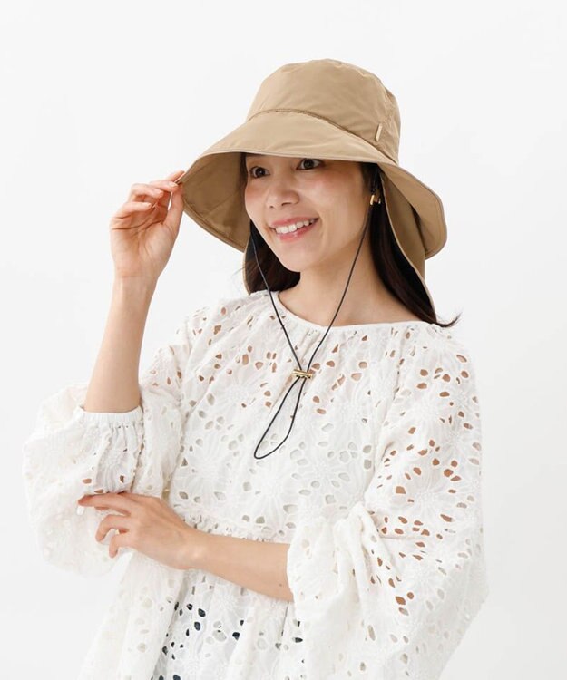 AURORA 【 Beaurance （ビューランス）】サマーシールドタレ付きはっ水クロッシェハット ライトベージュ