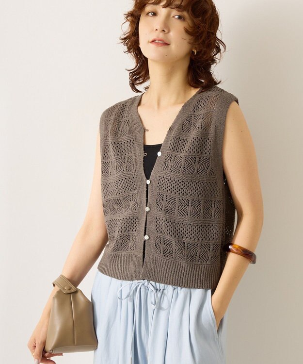 AMERICAN HOLIC 【前後2WAY】レース編みニットベスト Charcoal Gray