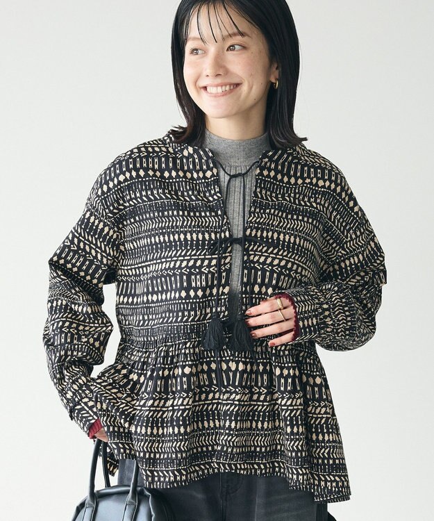 CRAFT STANDARD BOUTIQUE フリンジ紐付ペプラムブラウス B