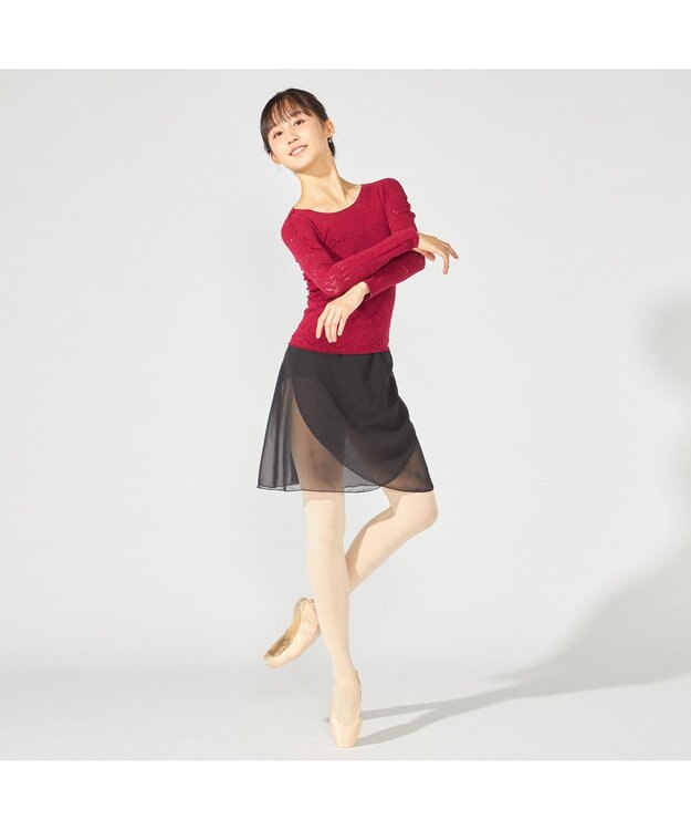 Chacott 【ノーソーイングニット】ノーソーイングクルーネックトップ ワインレッド