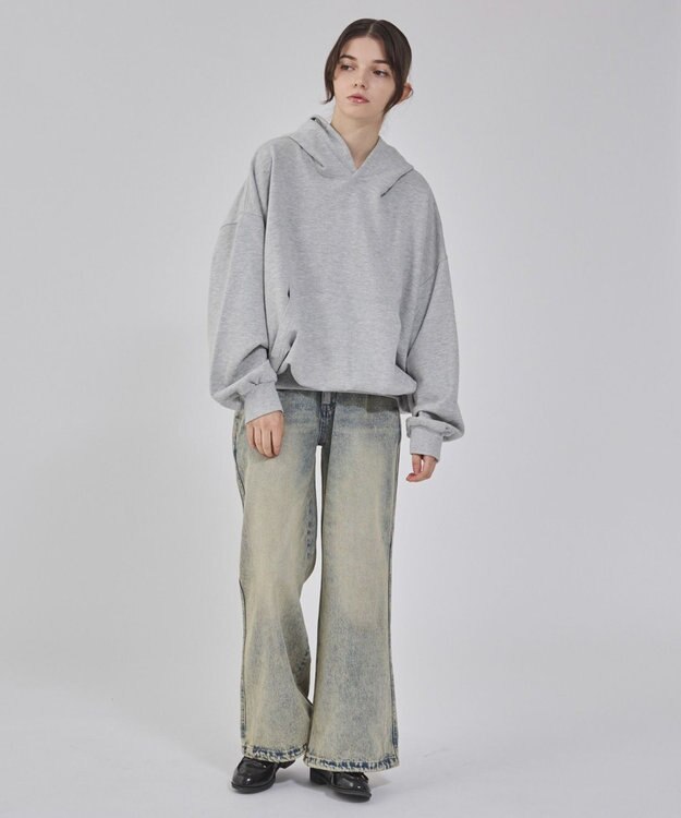 WEGO 【ユニセックス着用ITEM】バルーンクロップドプルパーカー 杢グレー