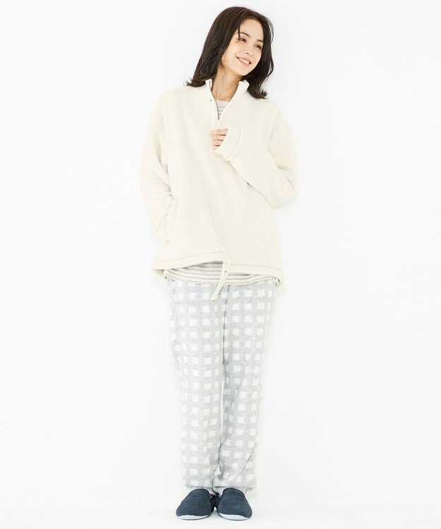 JOSEPH ABBOUD MOUNTAIN 【SPACE／UNISEX】ボアソリッド プルオーバー アイボリー系