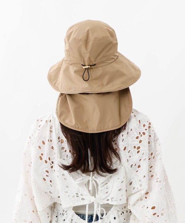 AURORA 【 Beaurance （ビューランス）】サマーシールドタレ付きはっ水クロッシェハット ライトベージュ