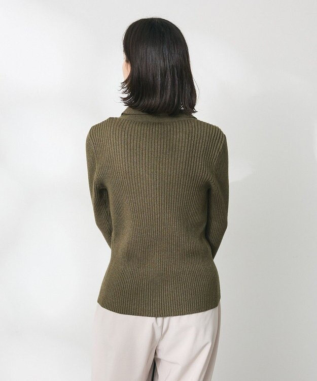 CRAFT STANDARD BOUTIQUE 襟付きニットコンパクトカーディガン Green