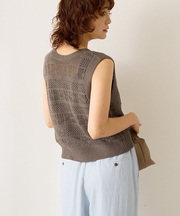 AMERICAN HOLIC 【前後2WAY】レース編みニットベスト Charcoal Gray