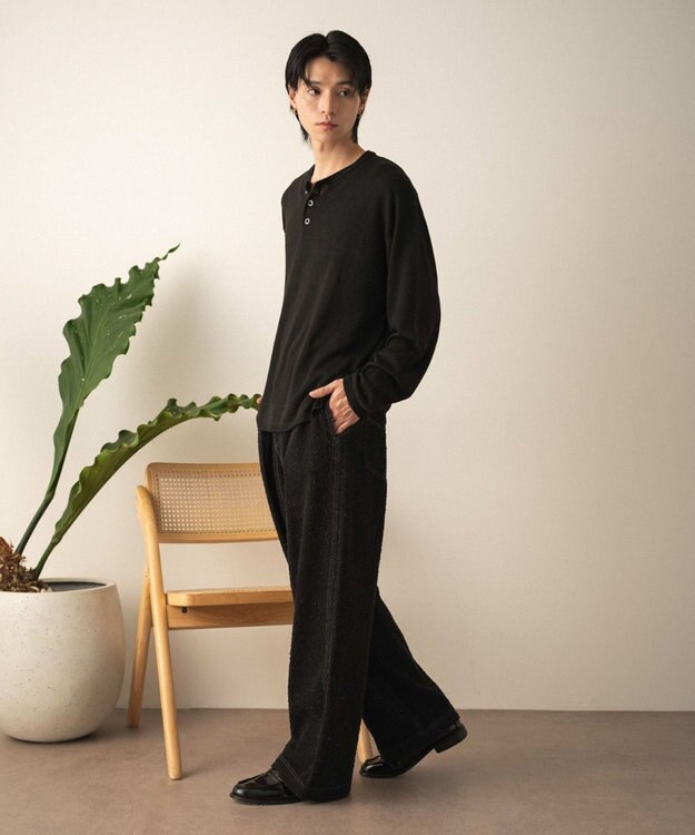 WEGO リングドットヘンリーネックプルオーバー ブラック