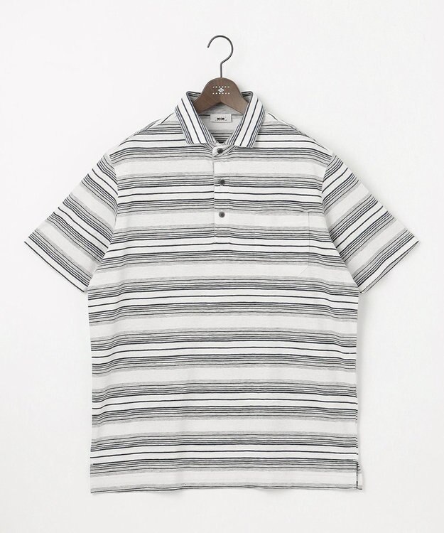 JOSEPH ABBOUD 【キングサイズ・吸水速乾】リネンマルチボーダー ポロシャツ ホワイト系2