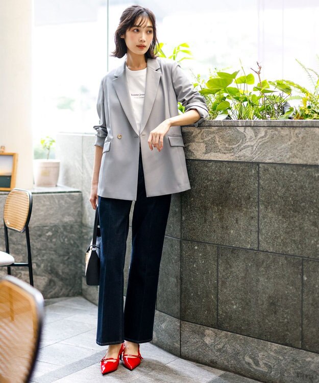 ANY SIS L 【BAILA掲載】スマートビューティストレッチテーラード ジャケット グレー