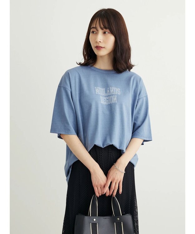 Green Parks ５分袖ピグメントロゴプルオーバー Blue