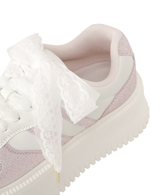 Maison de FLEUR レースリボン厚底スニーカー Light Pink