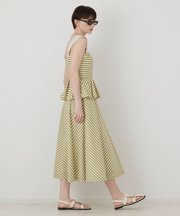 GRACE CONTINENTAL ストライプスカート グリーン