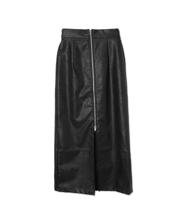 WEGO FレザーWZIPロングスカート ブラック