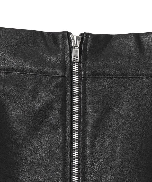 WEGO FレザーWZIPロングスカート ブラック