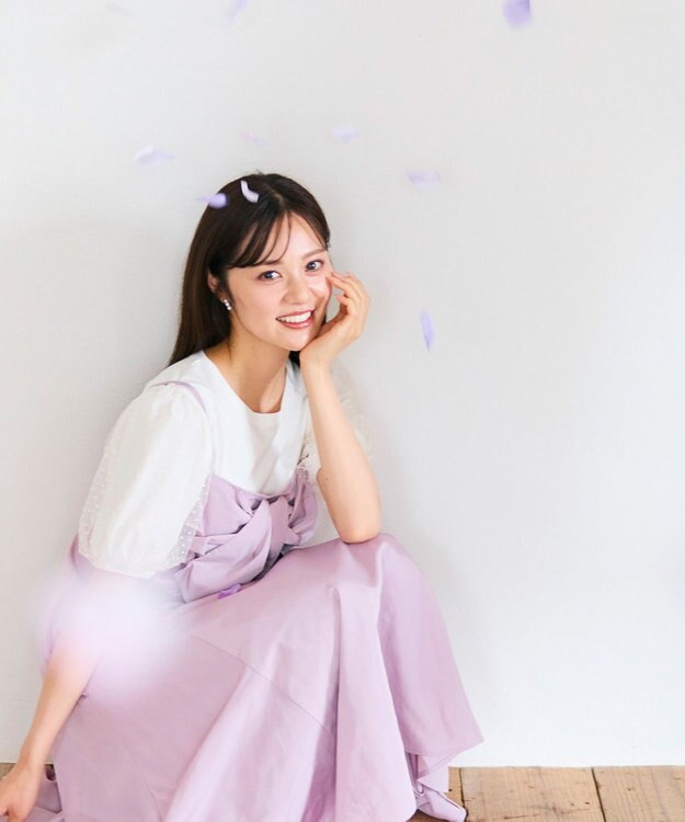 Feroux 【洗える】リボン キャミドレス ピンク系