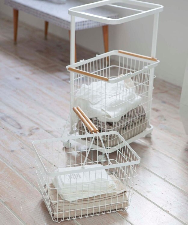 tower ランドリーワゴン+バスケット トスカ ホワイト ホワイト