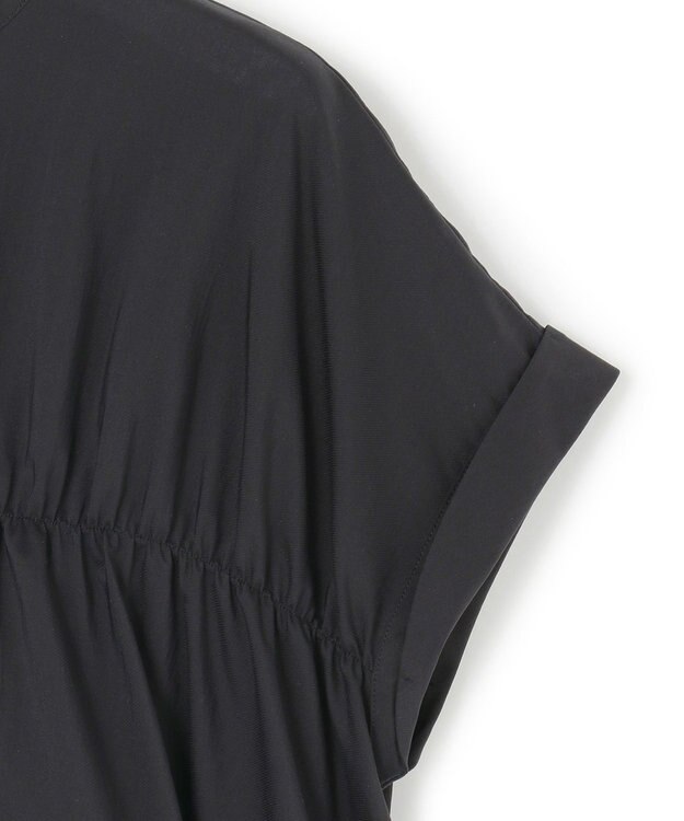 23区 S 【撥水加工/洗える】シアーナイロンツイル ギャザー ブラウス ブラック系
