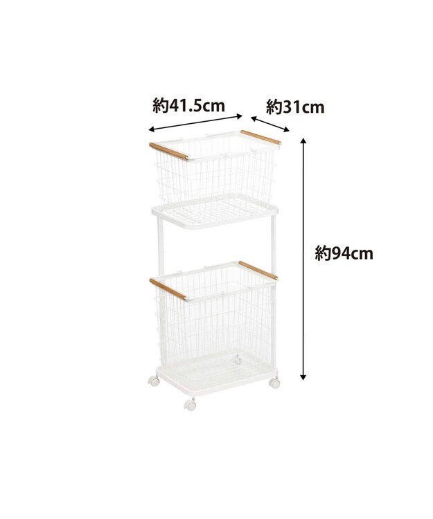 tower ランドリーワゴン+バスケット トスカ ホワイト ホワイト