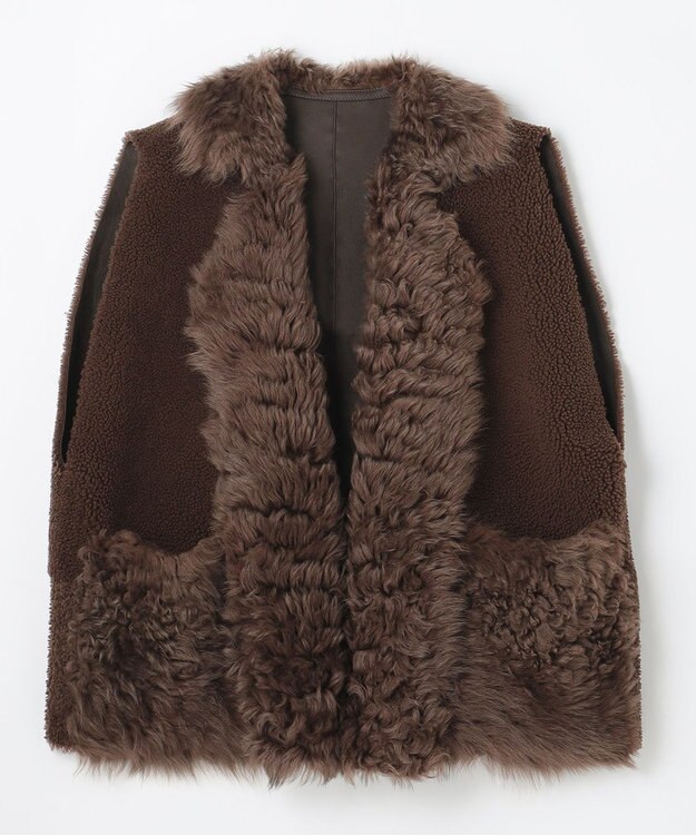 NAVE ムートンベスト ダークブラウン系