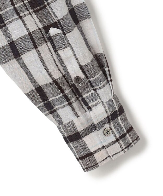 23区 【先行予約】LIBECOリネン チェック シャツ ダークブラウン系