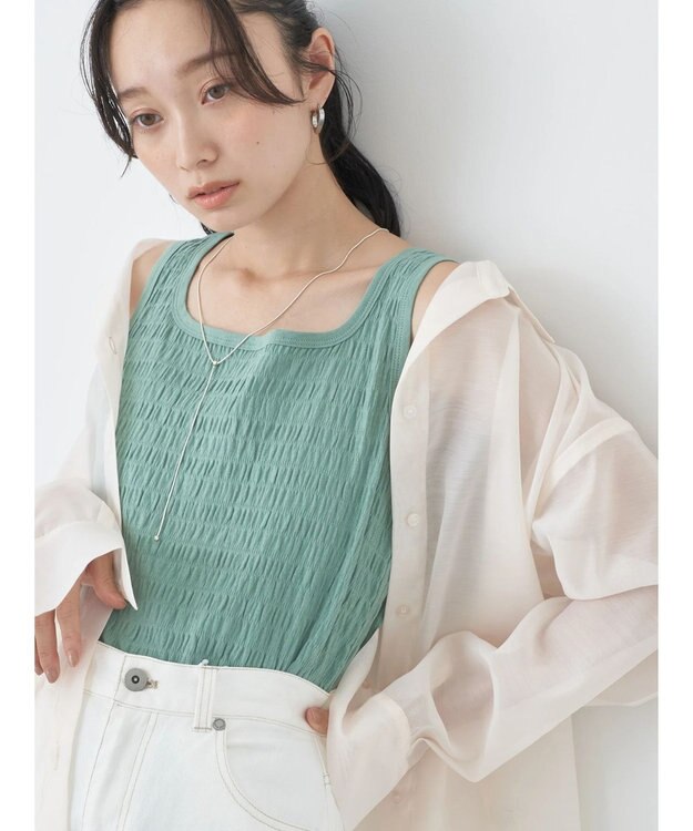 earth music&ecology シャーリングタンクトップ Mint
