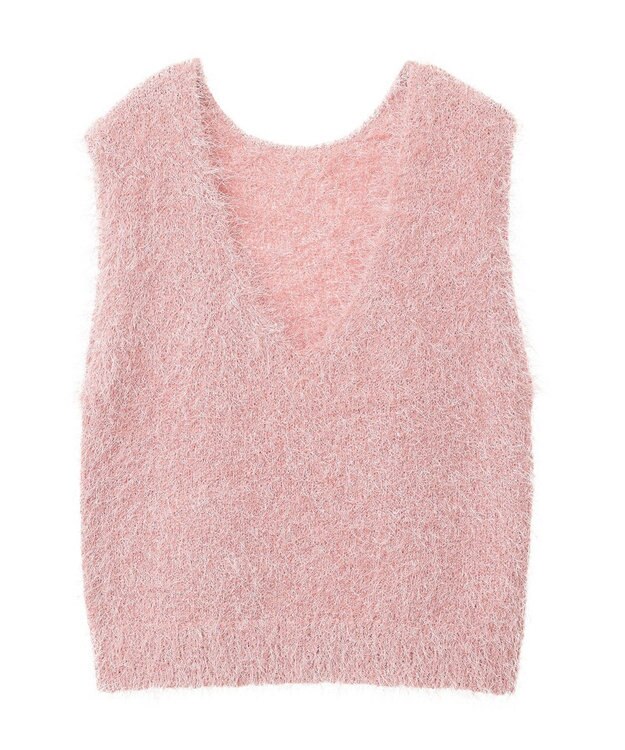 AMERICAN HOLIC 選べる丈２サイズ前後２ｗａｙシャギーベスト Pink