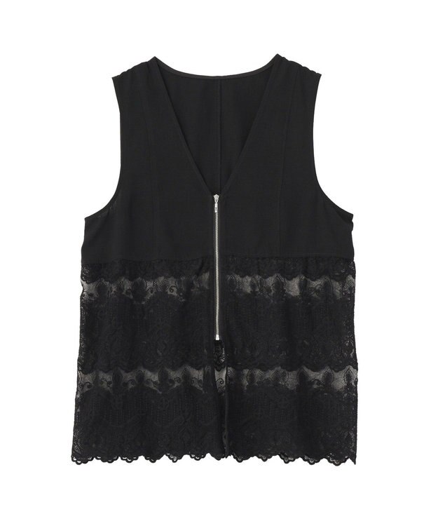 Green Parks レースドッキングＺＩＰベスト Black
