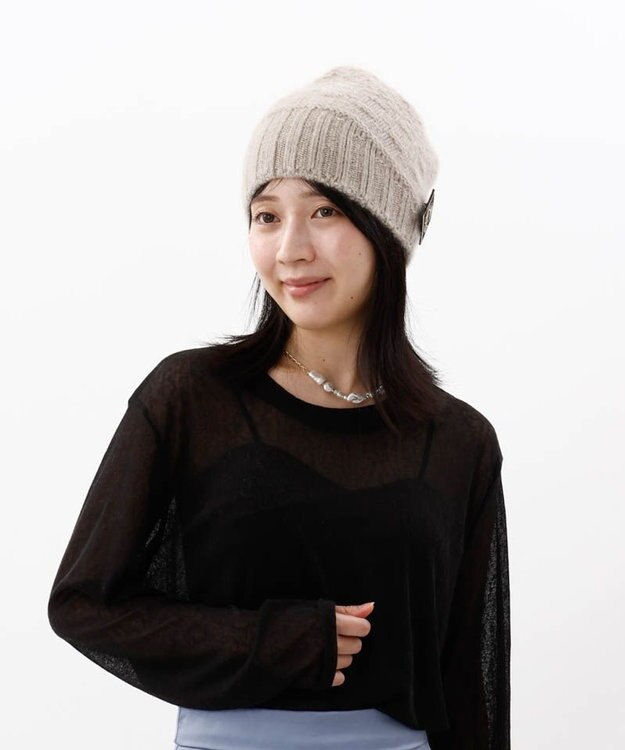 AURORA 【 LANVIN COLLECTION（ランバン コレクション） 】斜め切り替えニットワッチ ベージュ